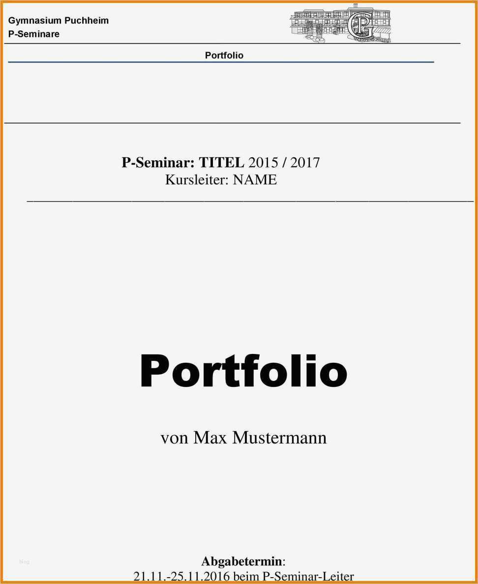 Projektarbeit Schule Vorlage Wunderbar 5 Deckblatt Eines Portfolios