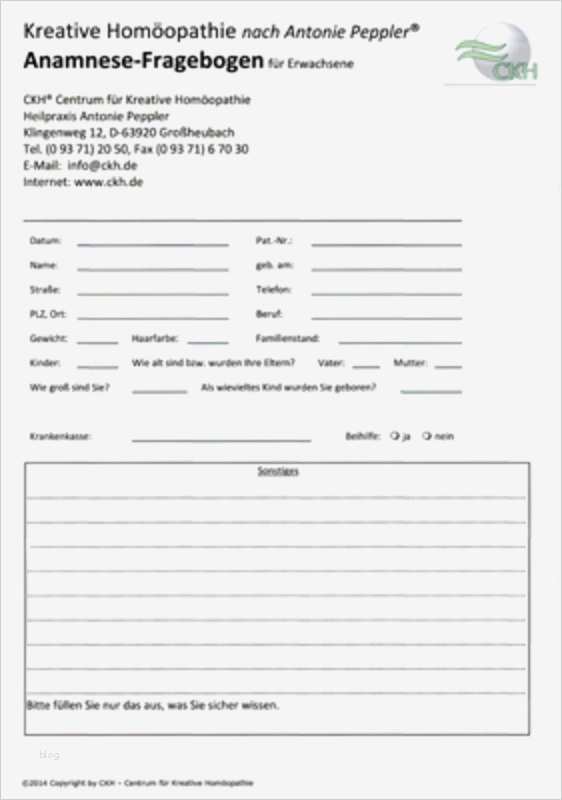 Psychologische Anamnese Vorlage Schönste Anamnesefragebogen Für Erwachsene Antonie Peppler 25