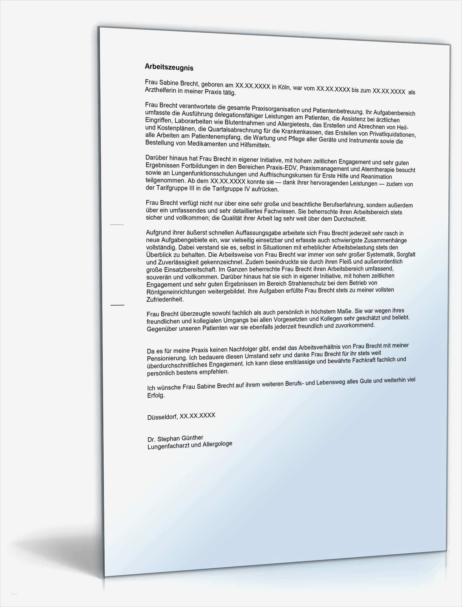 Qualifiziertes Arbeitszeugnis Vorlage Word Erstaunlich Arbeitszeugnis Arzthelferin Rechtssichere Muster Zum Download