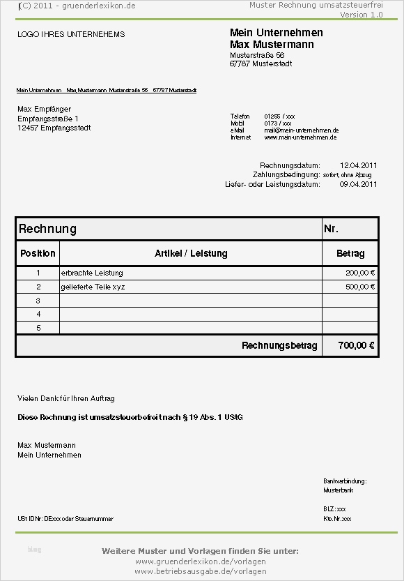 Quittung Ohne Mwst Vorlage Kostenlos Wunderbar Wie Muss Rechnung Aussehen Wenn Man Kleinunternehmer