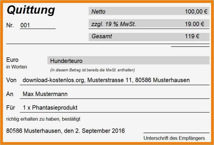 Rechnung Ausstellen Vorlage Großartig 10 Quittung Vorlage Word