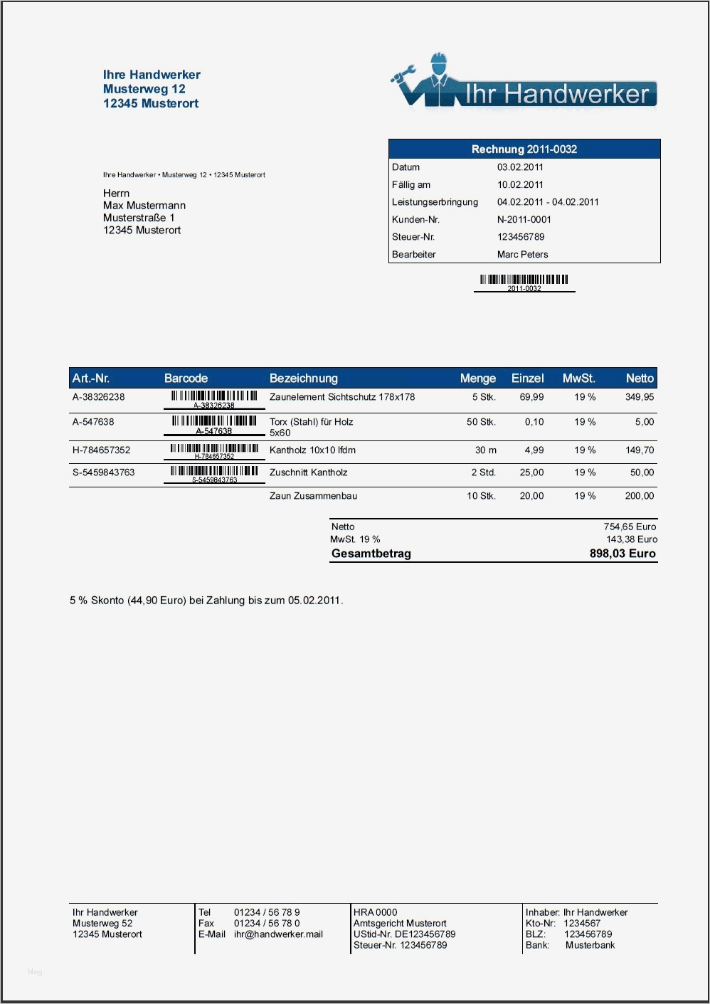 Rechnung Ausstellen Vorlage Großartig Handwerker software Programm Angebote Auftrag Rechnung