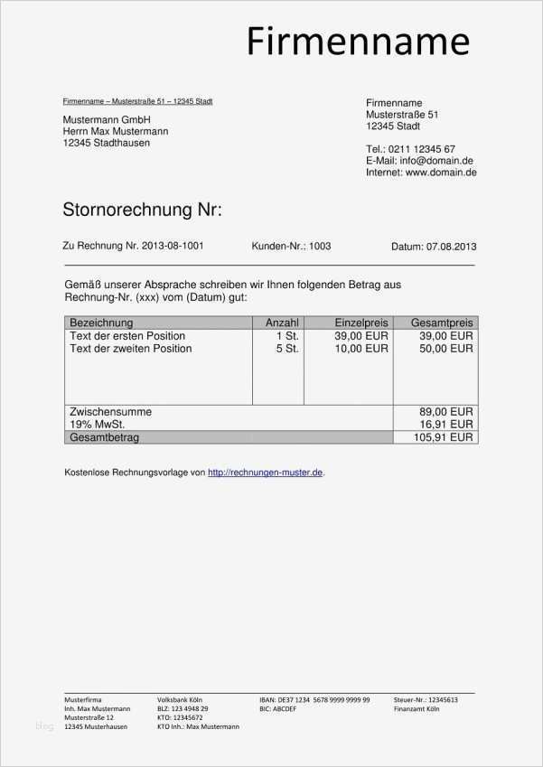 Rechnung Bestätigung Vorlage Schönste Stornorechnung Richtig Schreiben Rechnung Stornieren