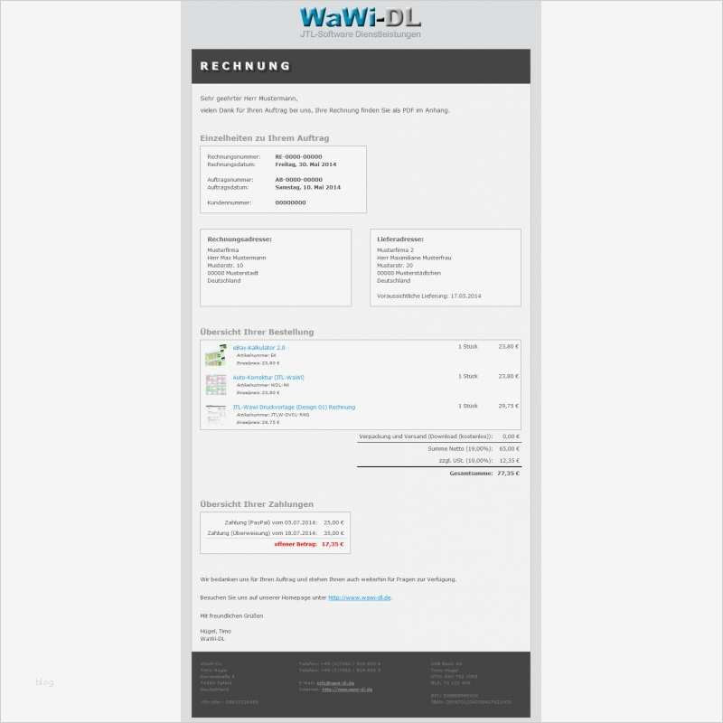 Rechnung Design Vorlagen Best Of Jtl Wawi Email Vorlagen HTML Design 01 Wawi Dl 10 00