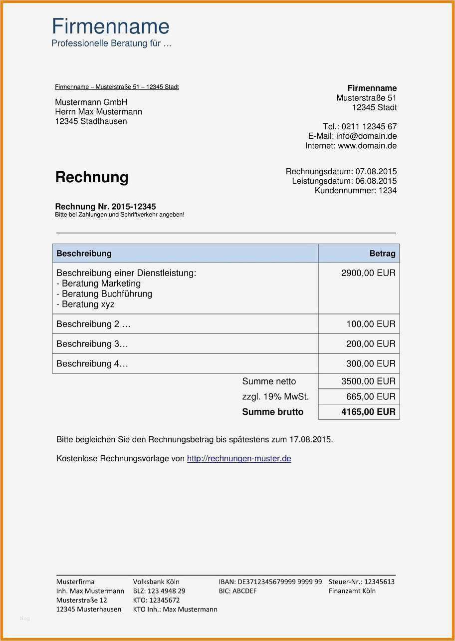 Rechnung Dienstleistung Vorlage Fabelhaft 6 Rechnung Nstleistung