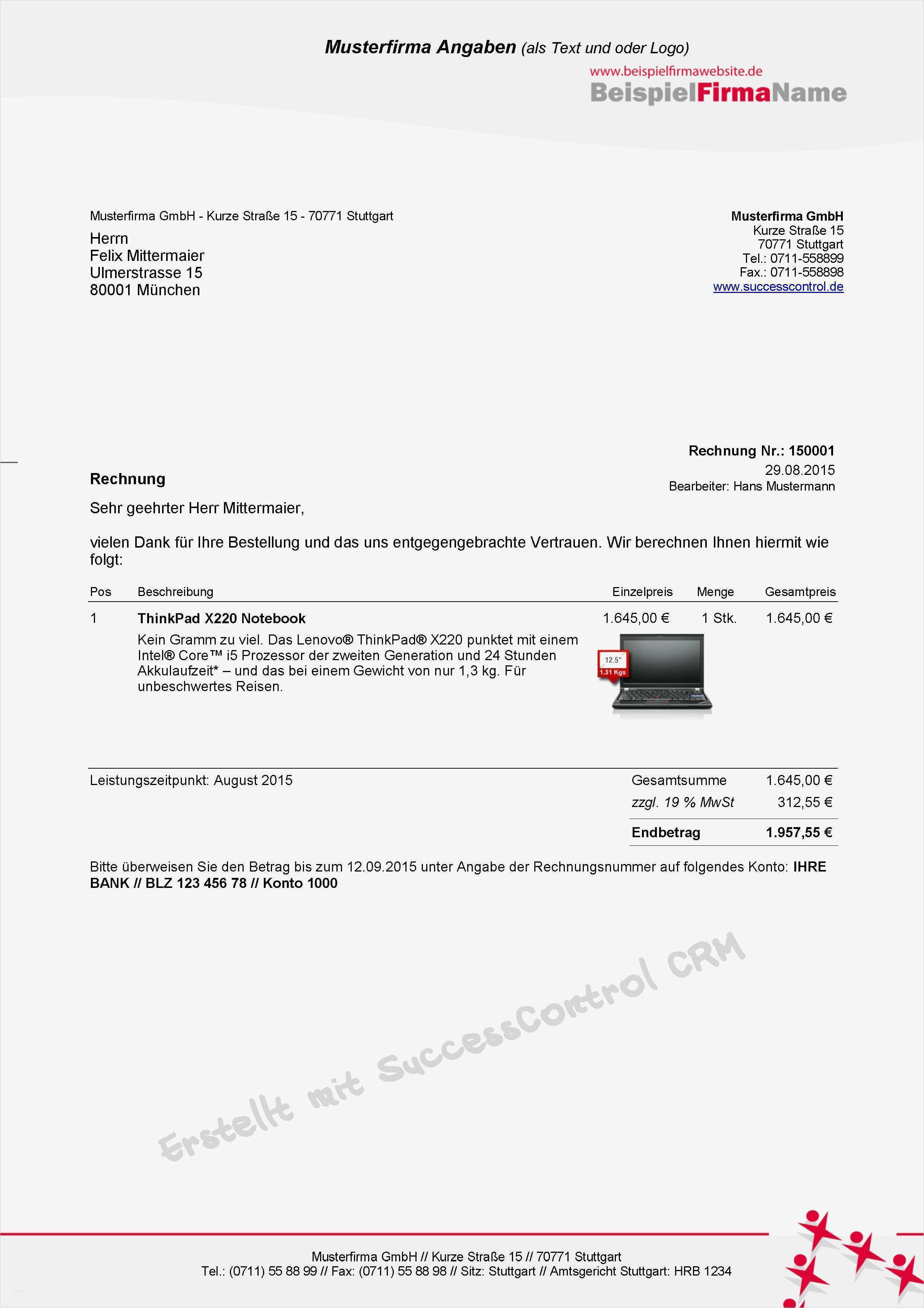 Rechnung Fahrtkosten Vorlage Beste Rechnungen Schreiben In Ms Fice Einfach & Schnellcrm