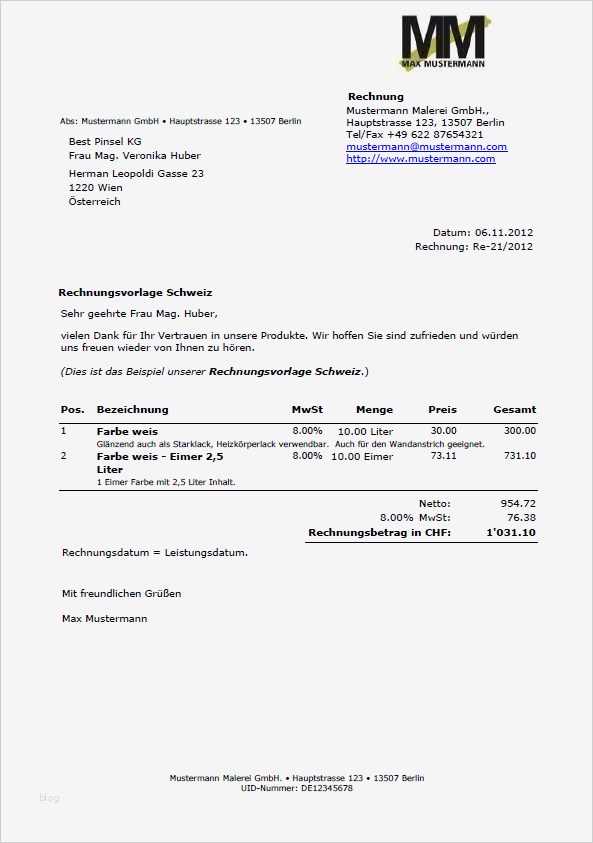 Rechnung Mit Mehrwertsteuer Vorlage Einzigartig Rechnungsvorlagen Muster Beispiele Information