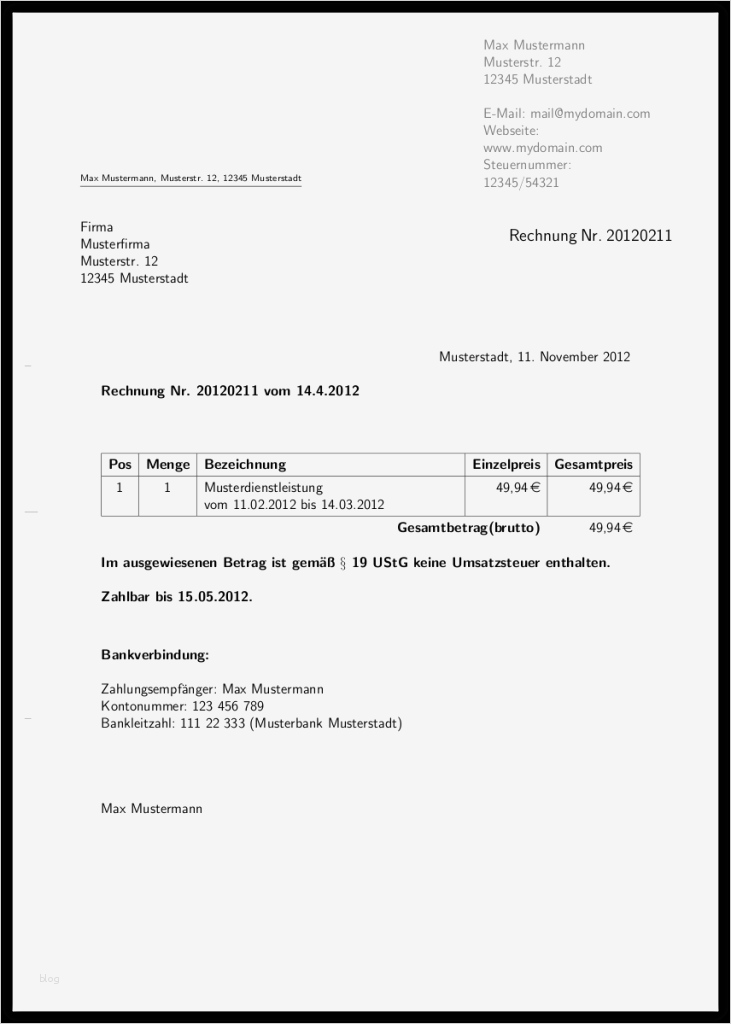 Rechnung Mit Mehrwertsteuer Vorlage Wunderbar Latex Vorlage Für Rechnungen