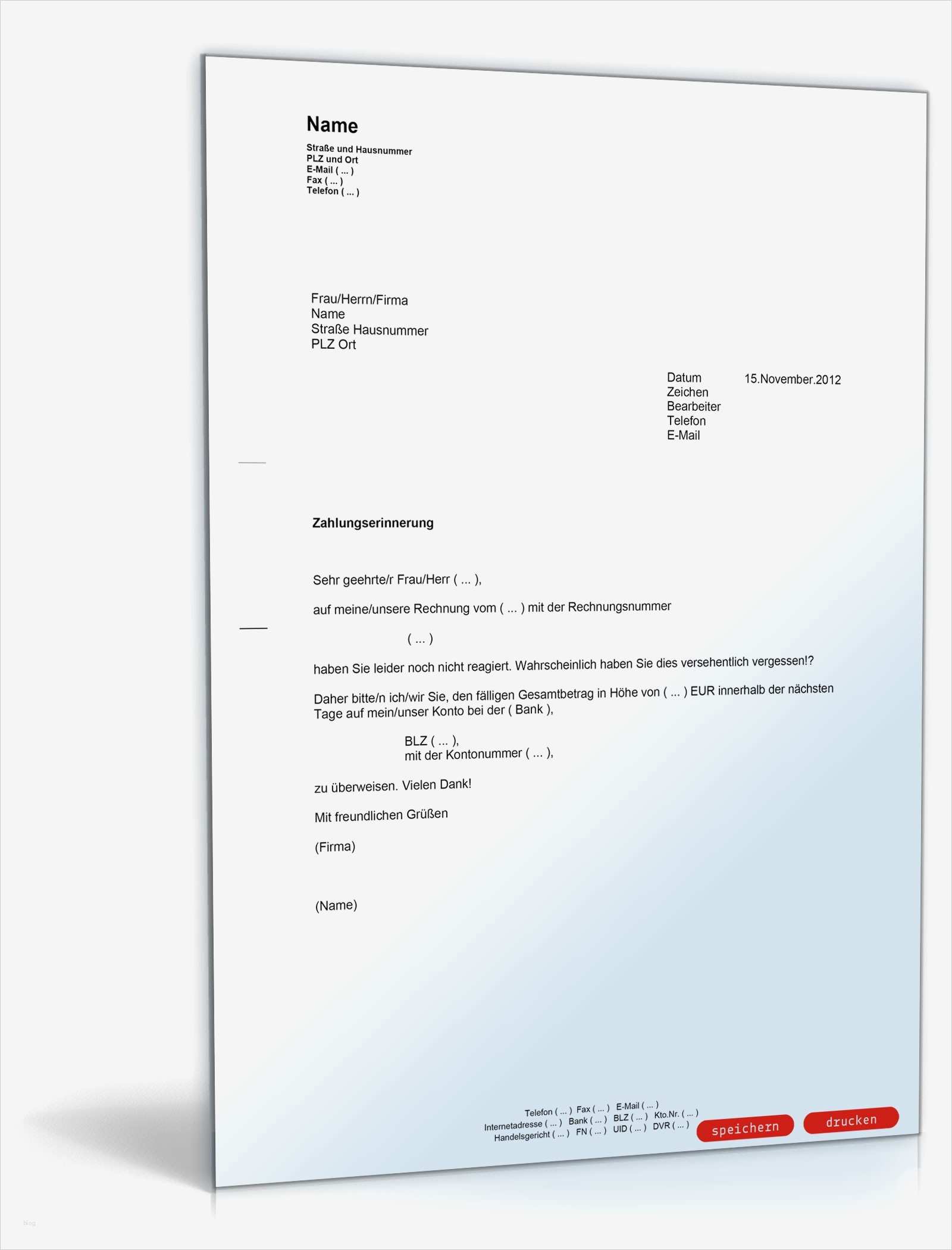Rechnung österreich Vorlage Beste Zahlungserinnerung Muster Vorlage Zum Download