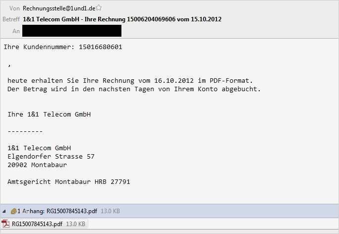 Rechnung Per Email Vorlage Best Of 1&1 Tele Gmbh Gefälschte Rechnungen Mit Trojaner