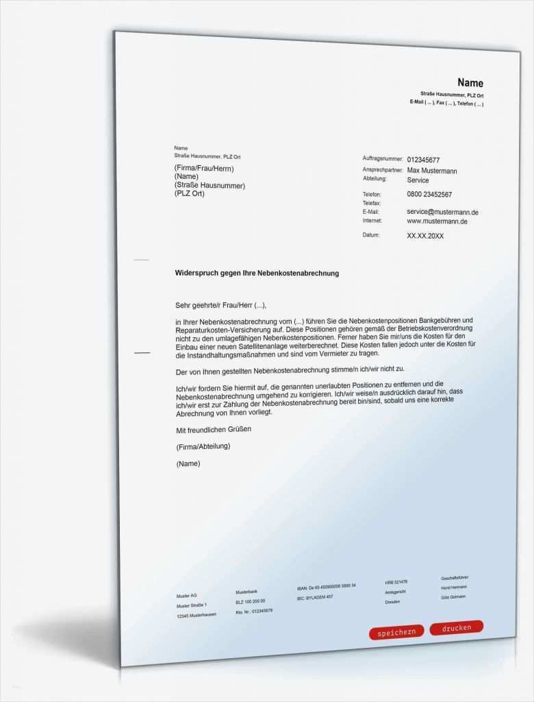 Rechnung Widerspruch Vorlage Gut Widerspruch Nebenkostenabrechnung