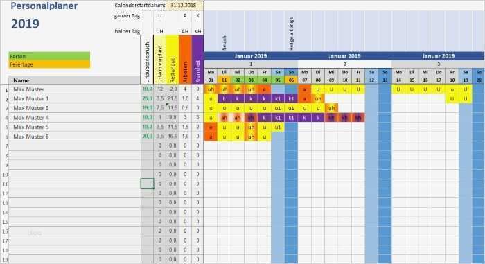 Redaktionsplan Vorlage 2017 Neu Excel Vorlage Personalplaner