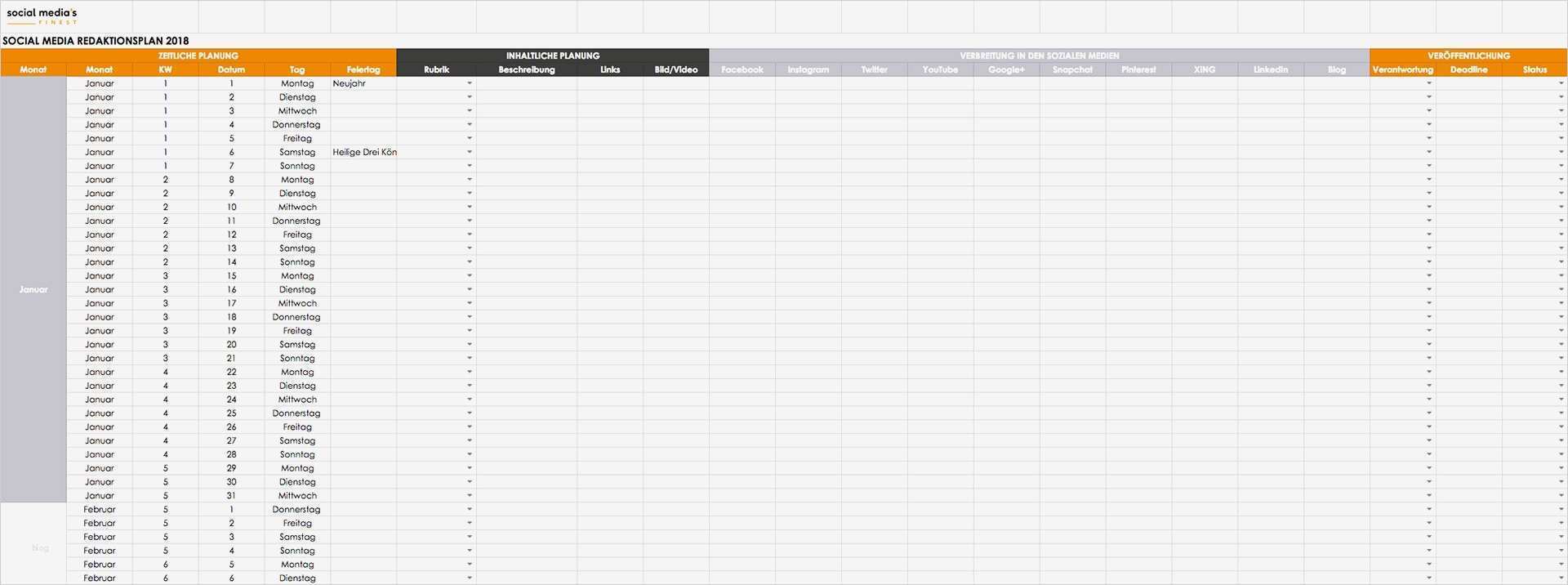 Redaktionsplan Vorlage 2018 Wunderbar social Media Redaktionsplan 2018 so Planst Du Dein