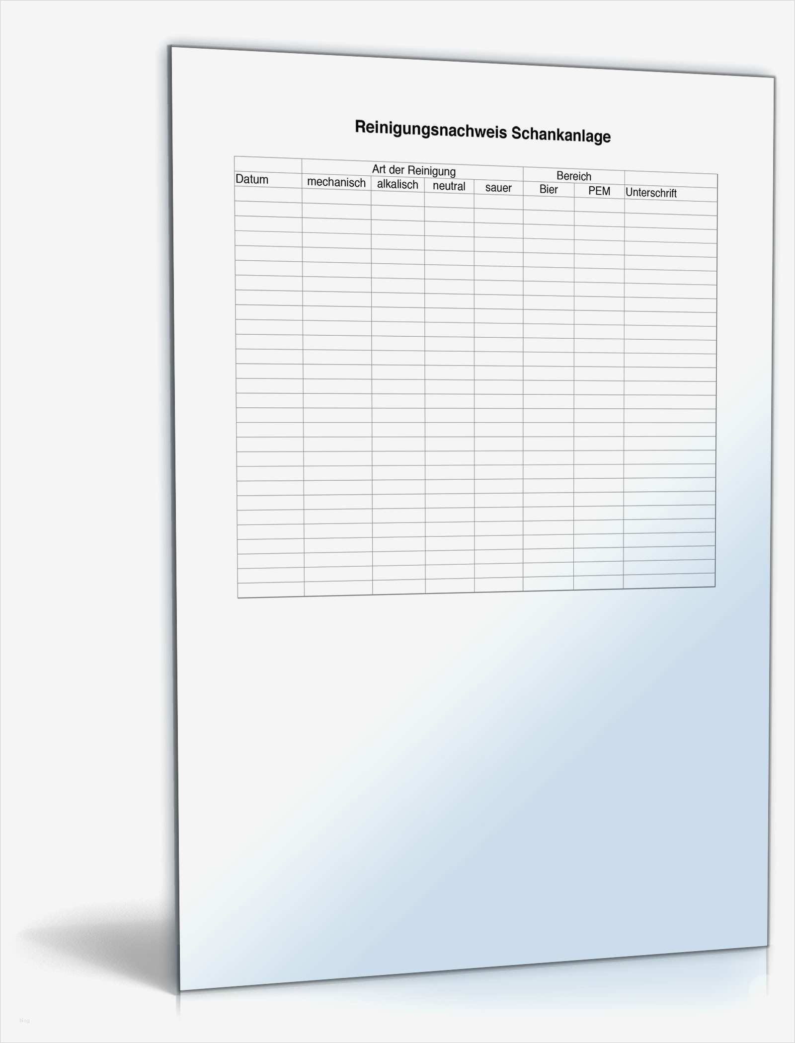 Reinigungsplan Hotel Vorlage Erstaunlich Reinigungsnachweis Schankanlage