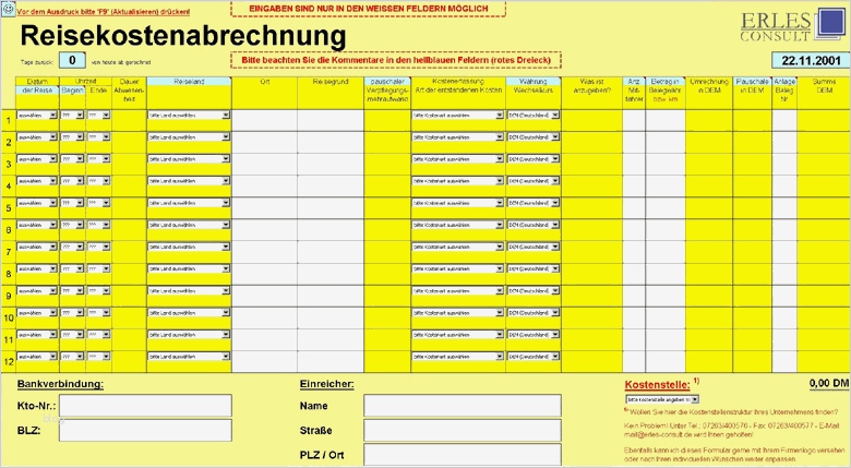 Reisekostenabrechnung Excel Vorlage Hübsch 7 Reisekostenabrechnung Excel
