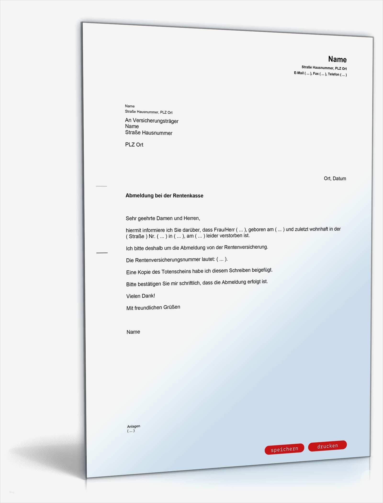 Rentenversicherung Kündigen Vorlage Kostenlos Erstaunlich Abmeldung Rentenkasse Muster Vorlage Zum Download