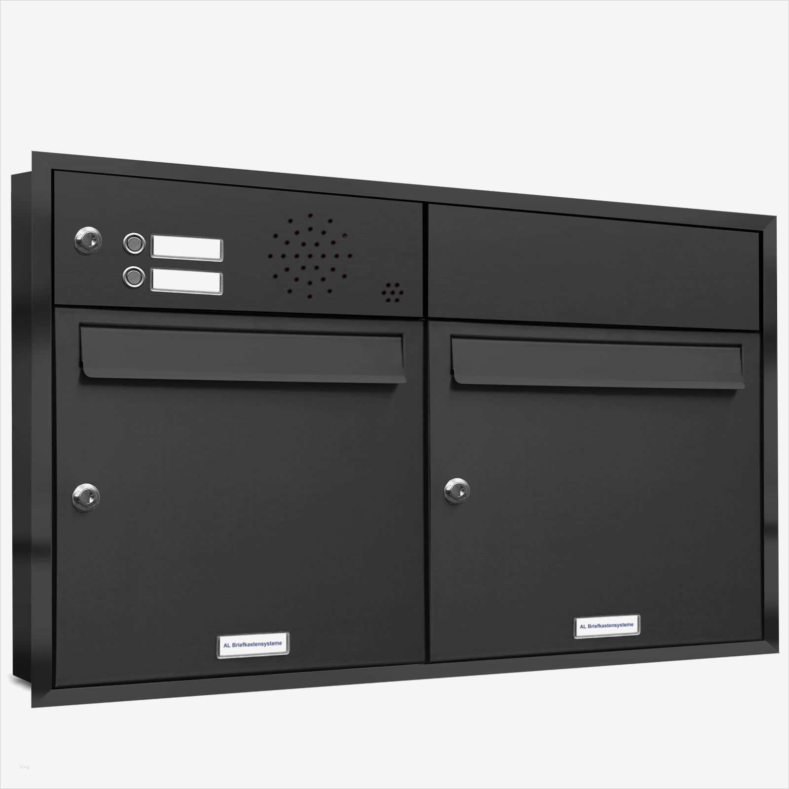 2er Briefkasten Anlage für Unterputz Montage Klingel RAL