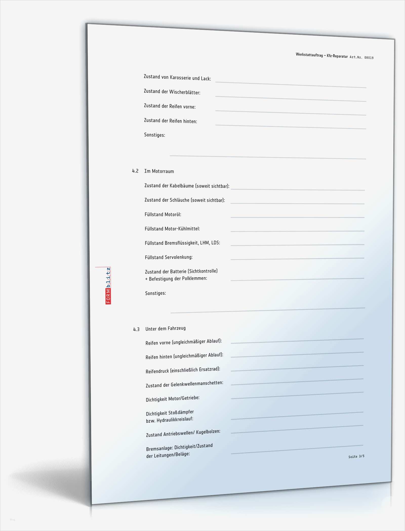 Reparatur Auftragsschein Vorlage Cool Werkstattauftrag Für Kfz Reparatur – Muster Vorlage Zum