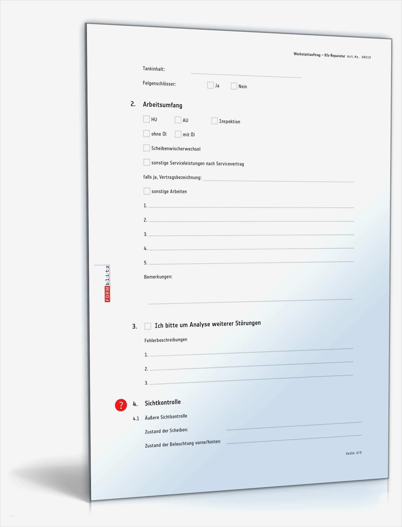 Reparatur Auftragsschein Vorlage Elegant Werkstattauftrag Für Kfz Reparatur – Muster Vorlage Zum