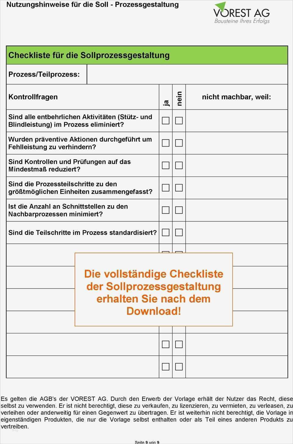 Risikoanalyse Vorlage Kostenlos Cool Vorschau Pdf Prozessstammblatt Inkl Der Checkliste soll
