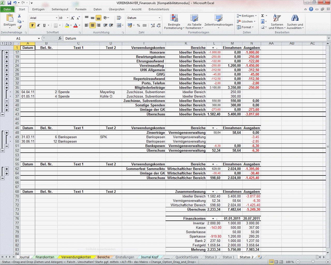 Rücktritt Kassenwart Verein Vorlage Süß Vereinsmayer Meine Persönliche Vereinsverwaltung Unter Excel