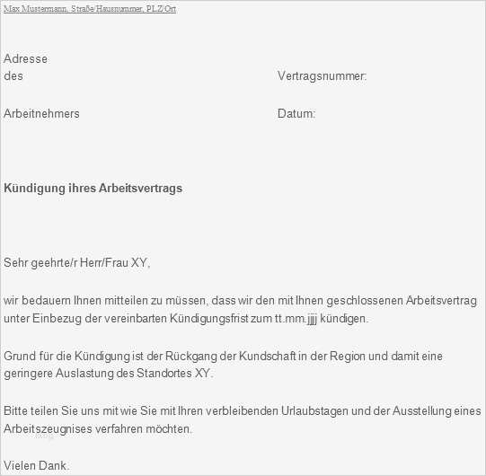 Saisonbedingte Kündigung Vorlage Einzigartig Kündigungsschreiben Arbeitgeber Zum Download