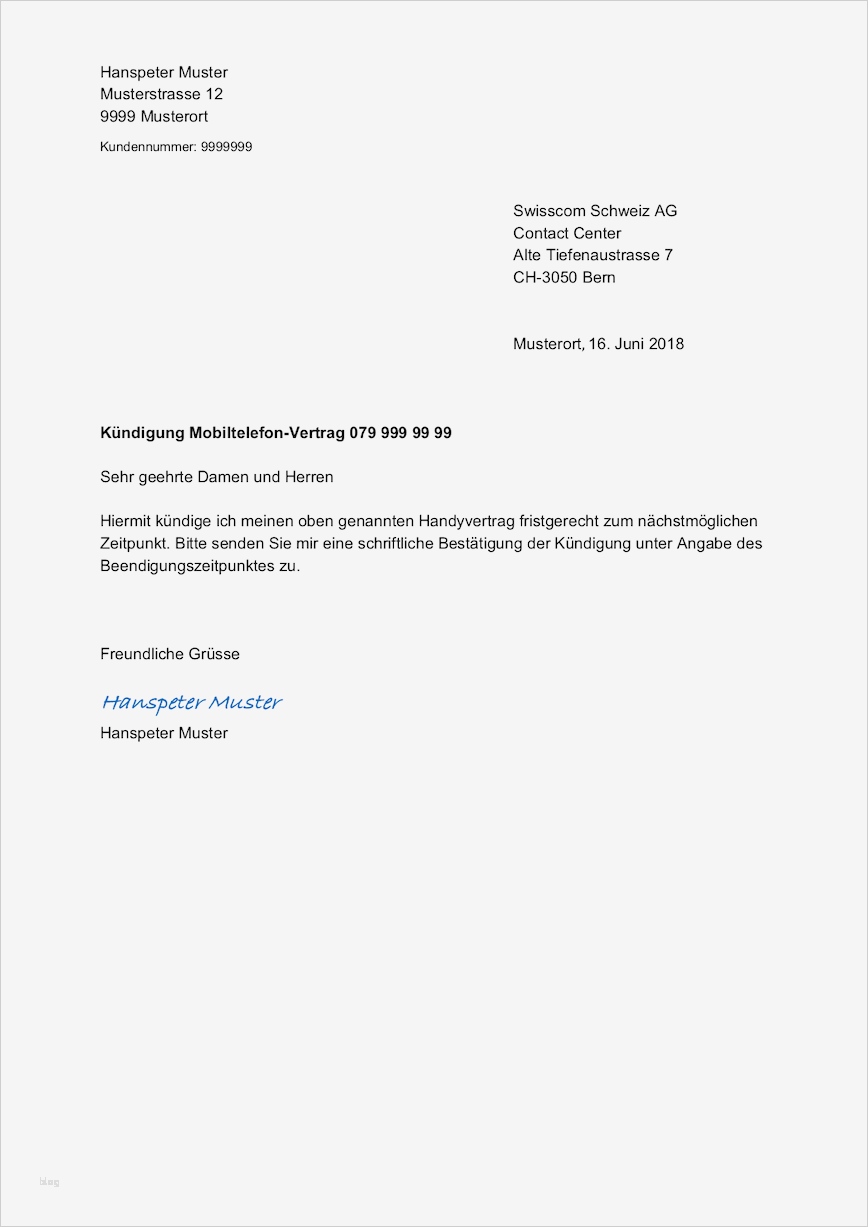 Saisonbedingte Kündigung Vorlage Wunderbar Swiss Kündigen Gratis Vorlage Im Word format – Muster
