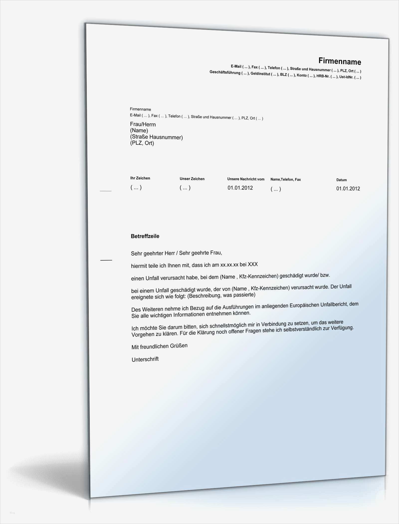 Schadensmeldung Versicherung Vorlage Cool Europäischer Unfallbericht Plus Versicherungsmeldung