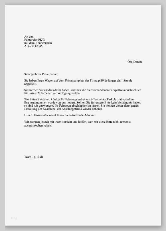 Schriftliche Abmahnung Vorlage Best Of Unerlaubtes Parken Auf Einem Privatgelände Muster