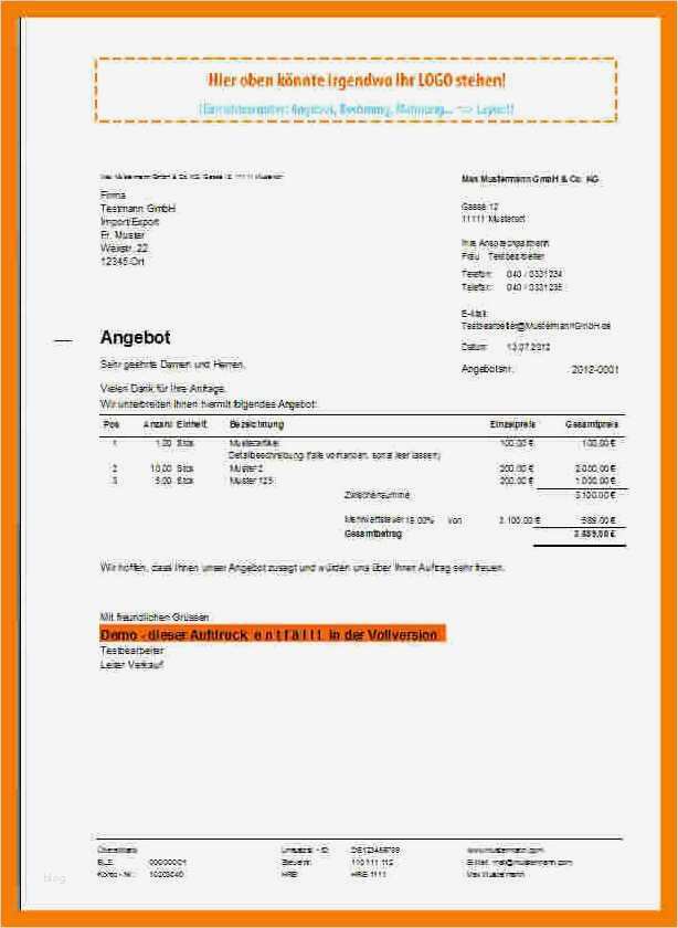 Schriftliches Angebot Vorlage Einzigartig 14 Angebot Schreiben Vorlage