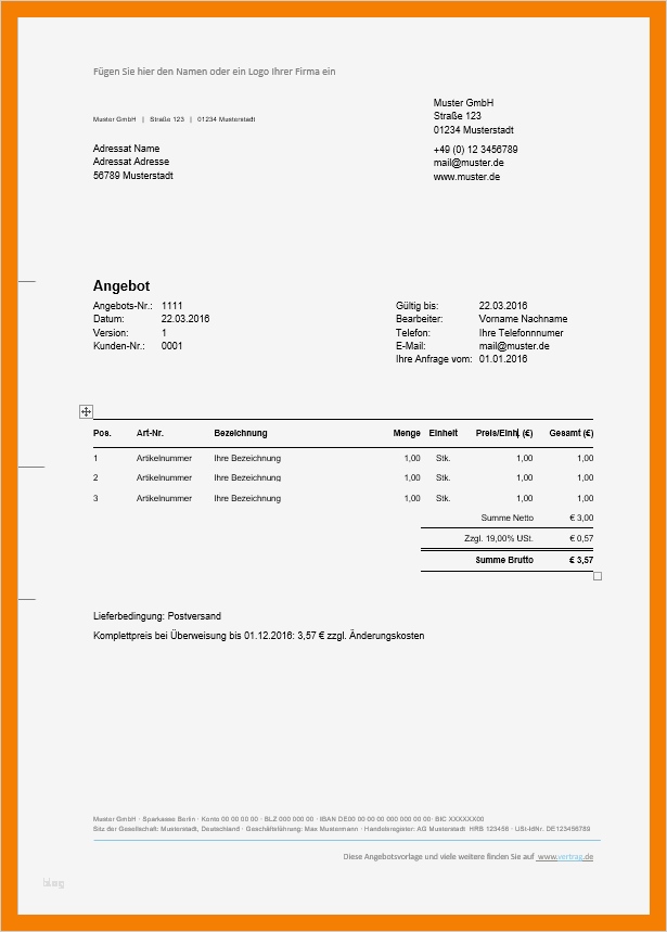 Schriftliches Angebot Vorlage Einzigartig 7 Angebot Unterbreiten Muster