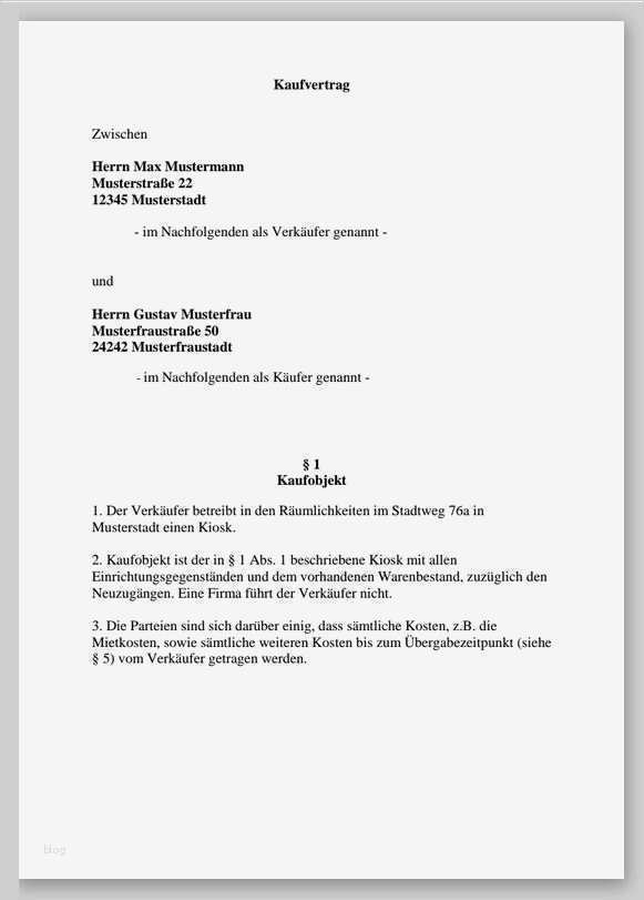 Schriftliches Angebot Vorlage Erstaunlich Muster Von Einem Kaufvertrag