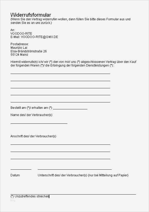 Schriftliches Angebot Vorlage Hübsch Widerrufsrecht Voodoo Rite