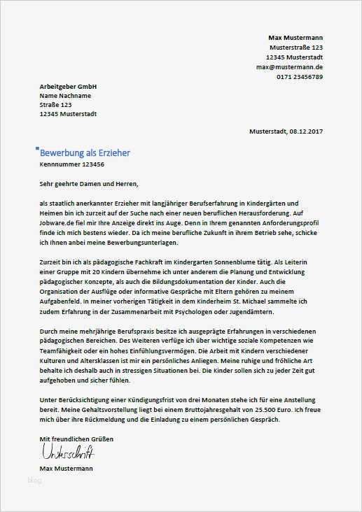 Schülerpraktikum Bewerbung Kindergarten Vorlage Wunderbar Bewerbung Als Erzieher Erzieherin Tipps Und