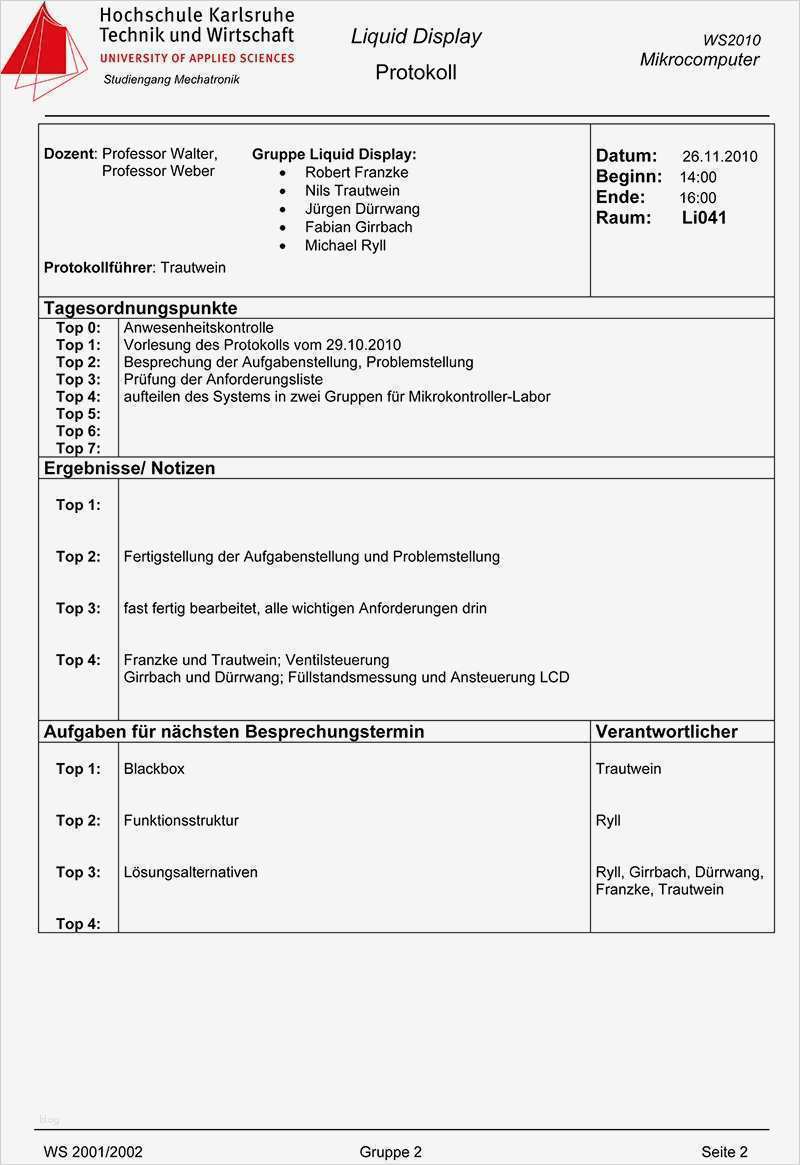 Seminar Protokoll Vorlage Schönste Protokoll