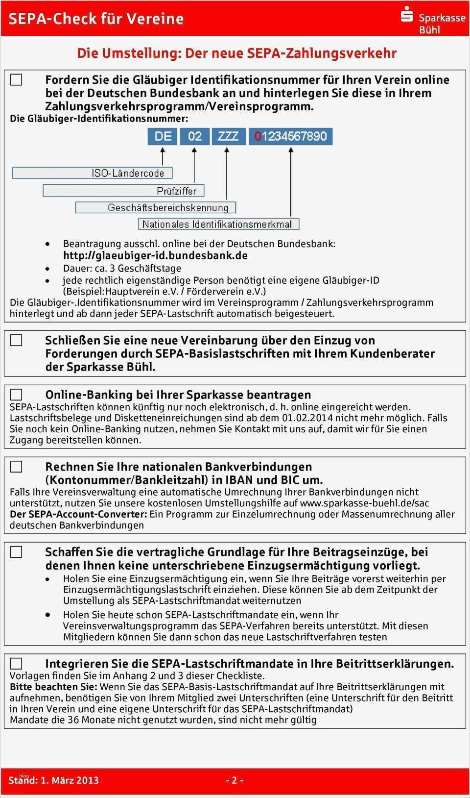Sepa Basis Lastschrift Vorlage Einzigartig Sepa Check Für Vereine Pdf