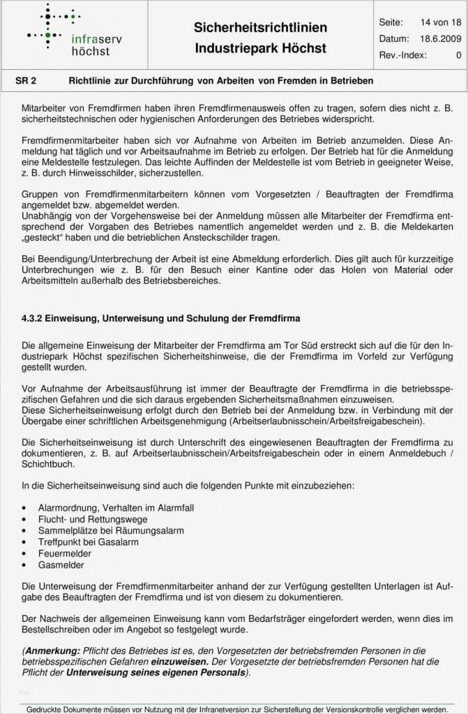 Sicherheitsunterweisung Fremdfirmen Vorlage Einzigartig Sicherheitsrichtlinien Industriepark Höchst Pdf