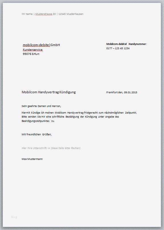 Sonderkündigung Handyvertrag Vorlage Bewundernswert Handyvertrag Kündigungschreiben – Kostenlose Vorlagen