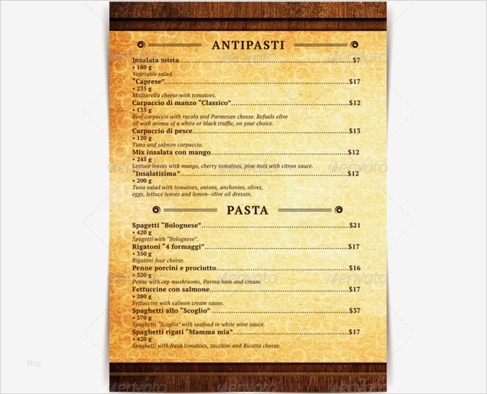 Speisekarte 3 Gänge Menü Vorlage Erstaunlich Italienisches Restaurant Speisekarte Pizzeria