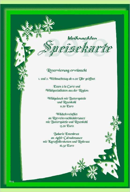 Speisekarte Weihnachten Vorlage Wunderbar Weihnachten 2010