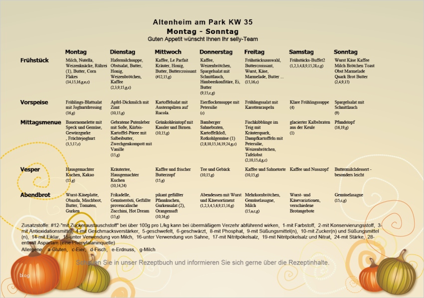 Speiseplan Altenheim Vorlage Best Of Sellymenue Sellyz