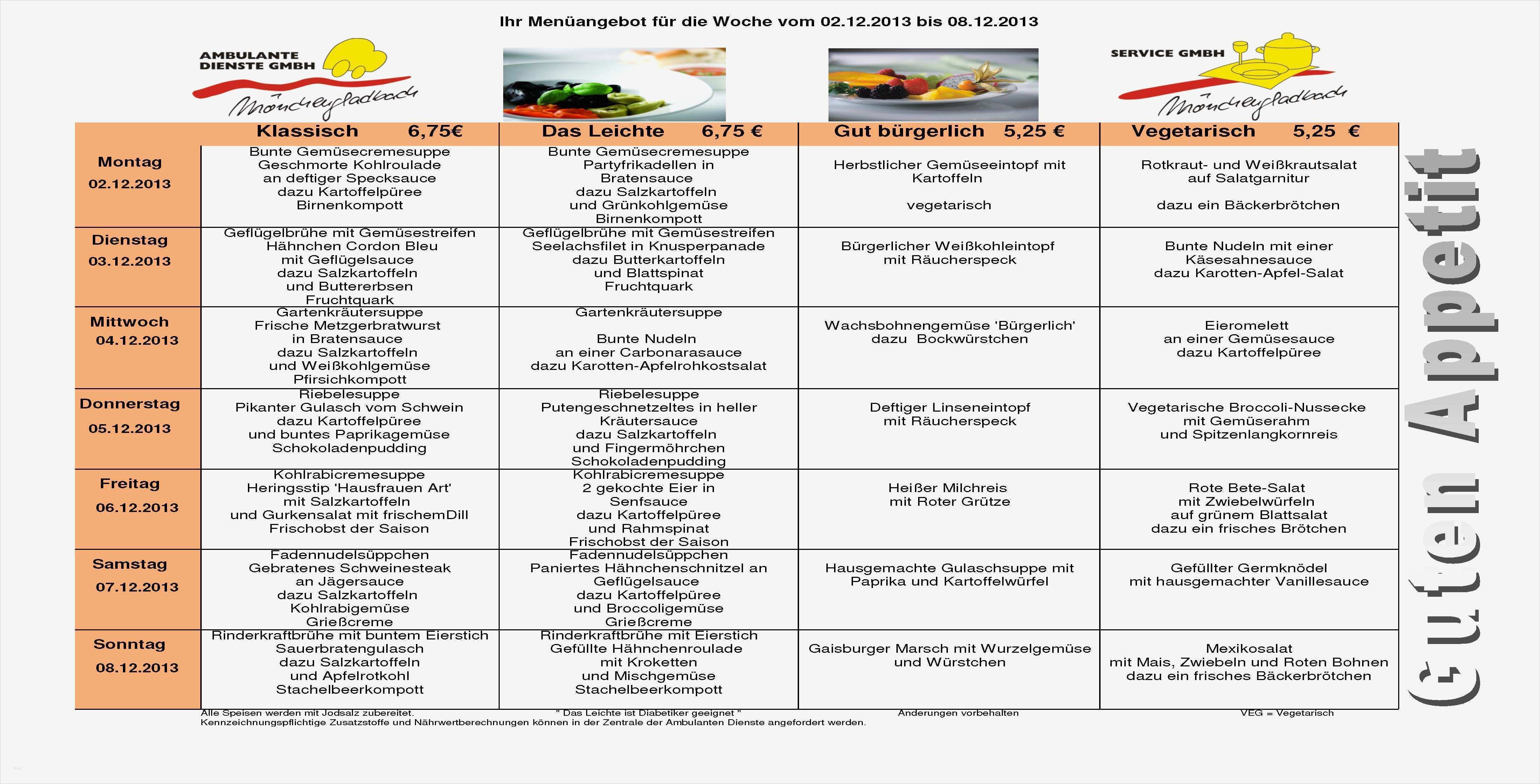 Speiseplan Altenheim Vorlage Cool Essen Auf Rädern