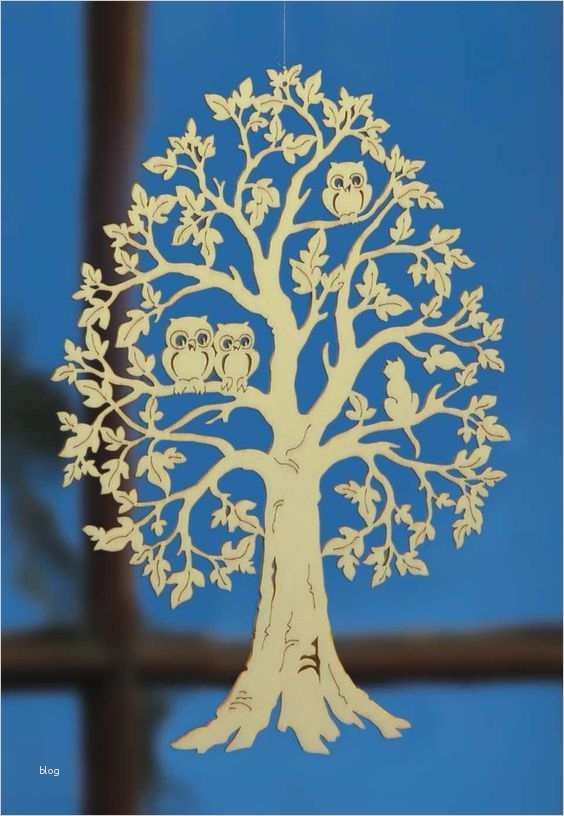 Sperrholz Fensterbilder Vorlagen Neu Deko Fensterbild „baum Mit Eulenfamilie” Handgefertigt
