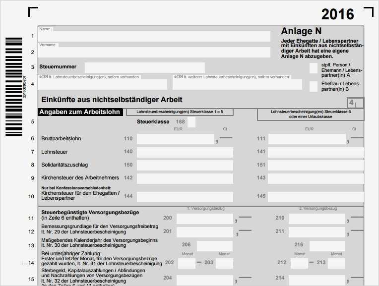 Spesenabrechnung 2017 Vorlage Fabelhaft Anlage N Zur Est Erklärung 2016 Pdf Vorlage Download