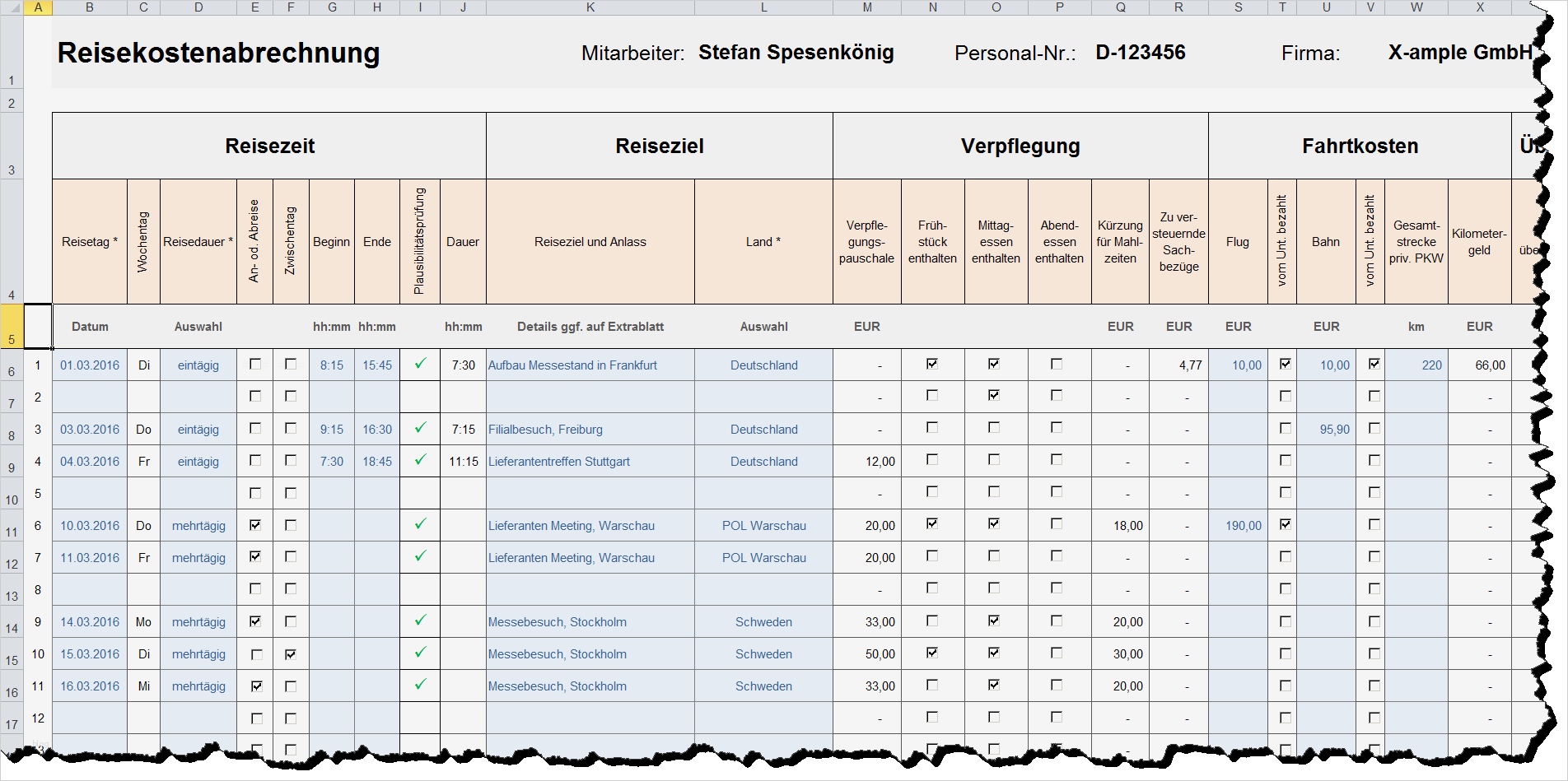 Spesenabrechnung Vorlage Für Kraftfahrer Cool Excel Reisekostenabrechnung