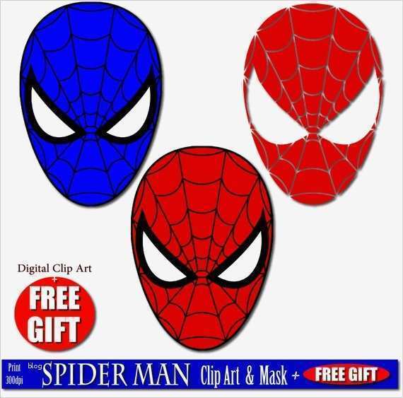 Spiderman Maske Basteln Vorlage Hübsch Digitale Clip Kunst Spiderman Maske Superhelden Partei Masken