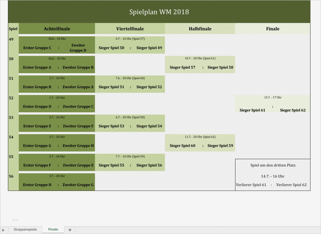 Spielplan Erstellen Excel Vorlage Cool Spielplan Wm 2018