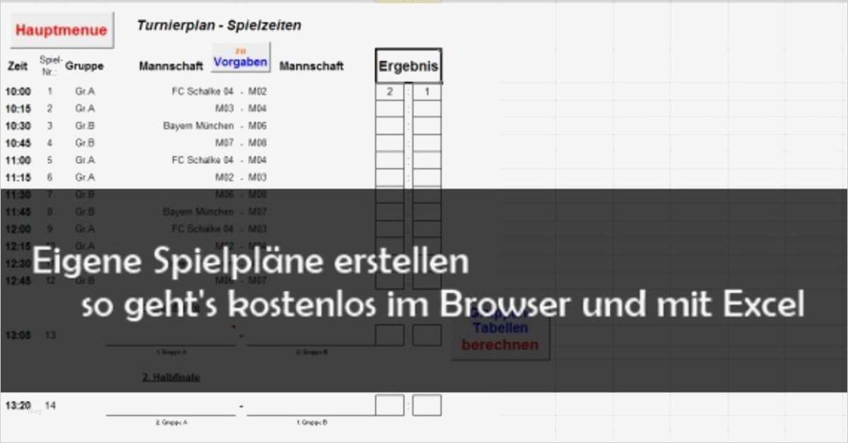 Spielplan Erstellen Excel Vorlage Schön Spielpläne Erstellen Line Und Vorlagen Für Excel