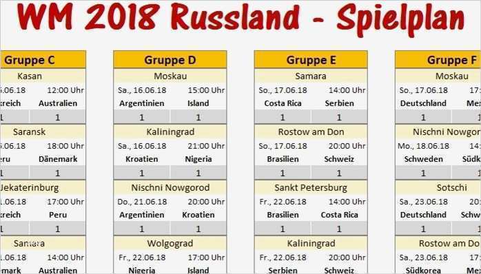 Spielplan Erstellen Excel Vorlage Schönste Wm 2018 – Spielplan Für Excel