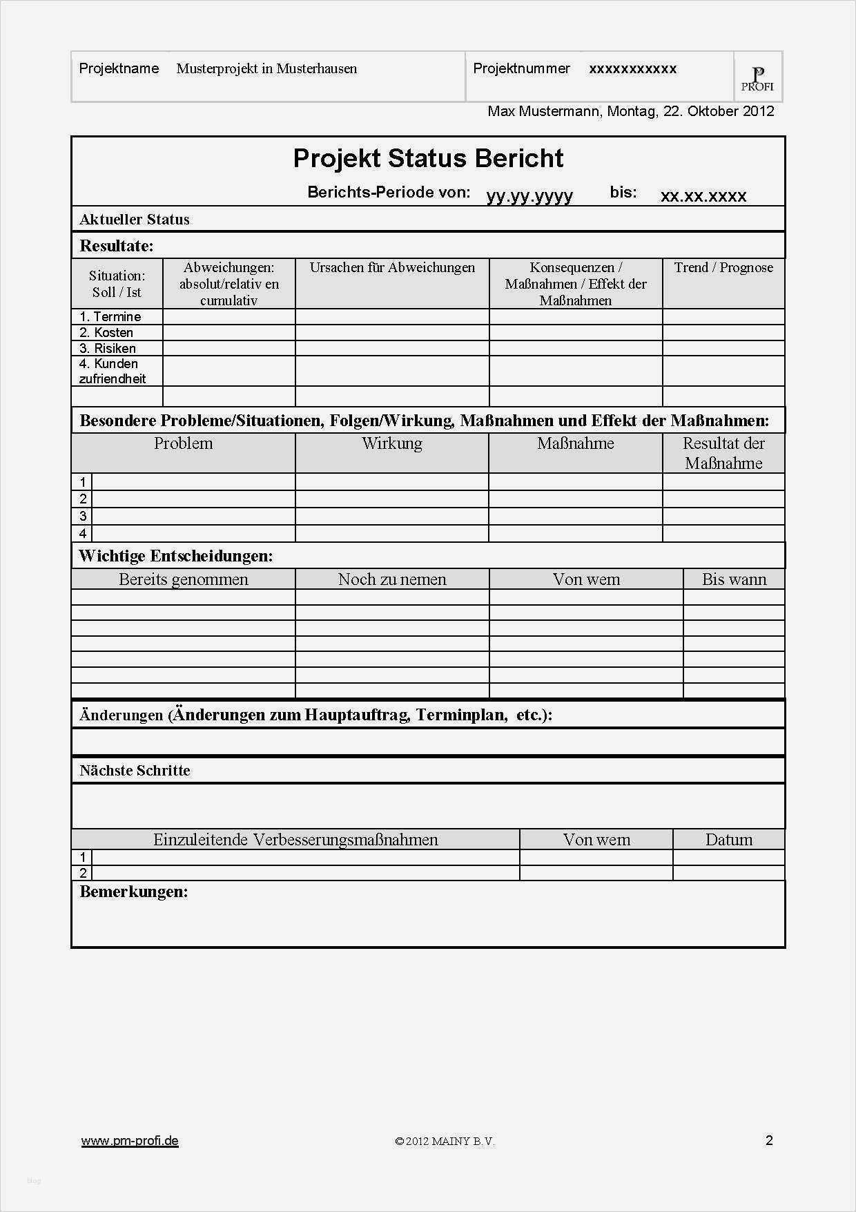 Statusbericht Projekt Vorlage Luxus Niedlich Projektstatusbericht Vorlage Ideen Entry Level